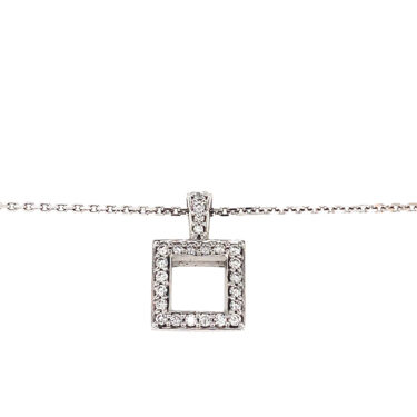 18ct White Gold Square Frame Diamond Pendant