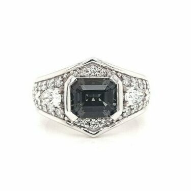 18ct White Gold Grey Spinel and Diamond Ring