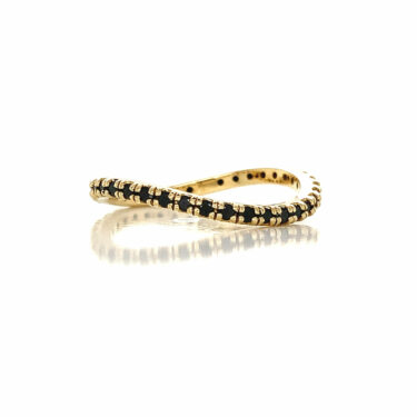 18CT Yellow Gold Black Diamond Set Band