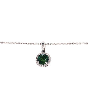 18CT White Gold Australian Sapphire and Diamond Halo Pendant