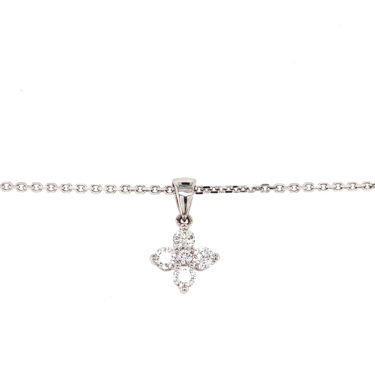 18CT White Gold Diamond Set Flower Pendant