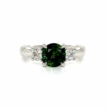 18CT White Gold Australian Sapphire and Diamond Trilogy Ring
