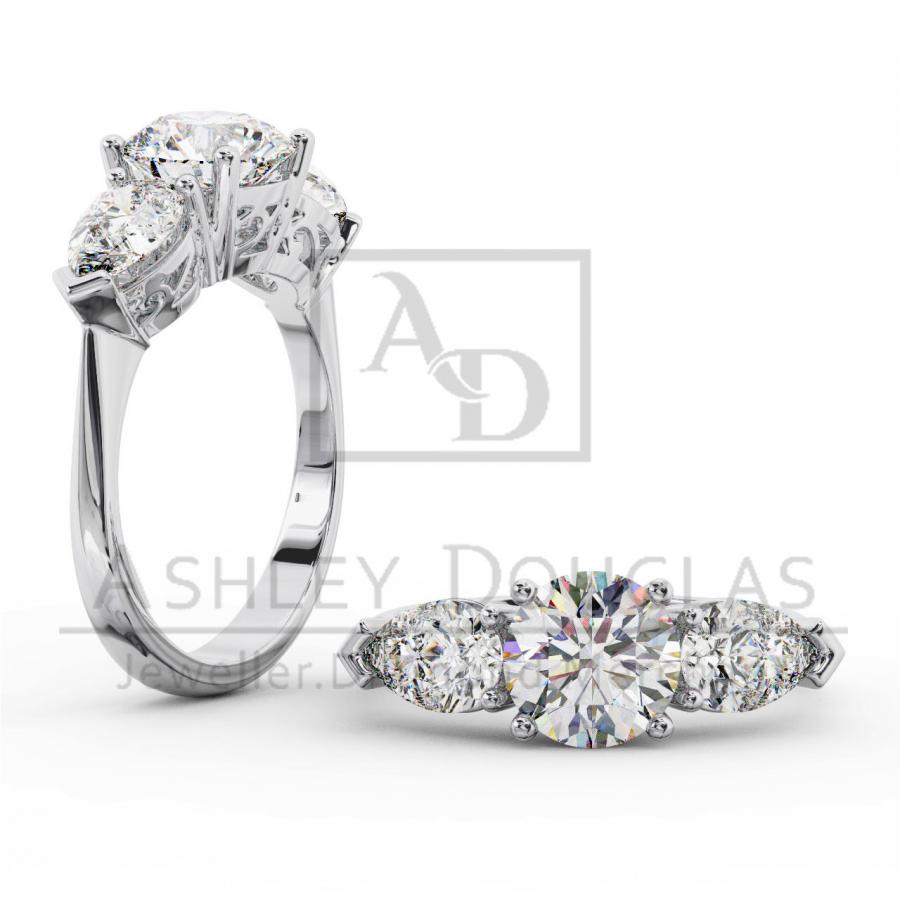 18ct White Gold Trilogy Set Engagement Ring - Ashley Douglas Jewellers