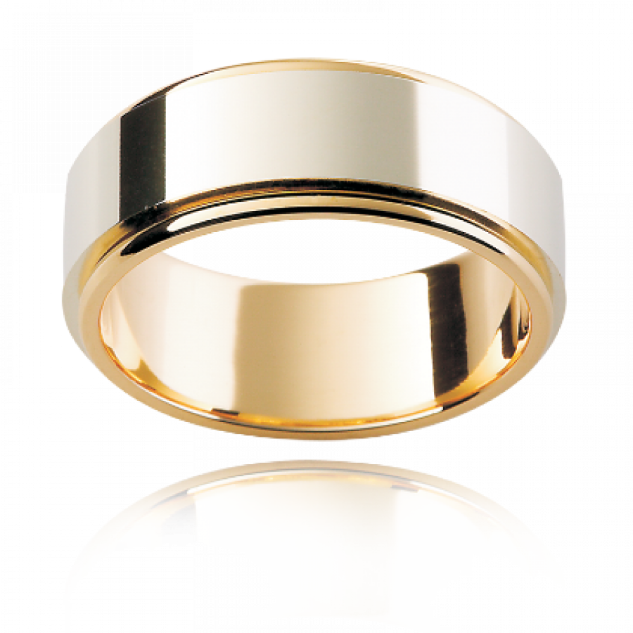 18CT Yellow Gold with Platinum Men's Wedding Ring Ashley Douglas Jewellers